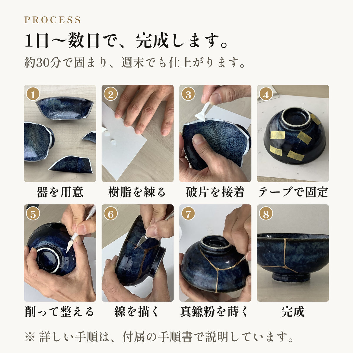 [KIJIMATSU] 簡単 初心者向け 簡易金継ぎ フルセット